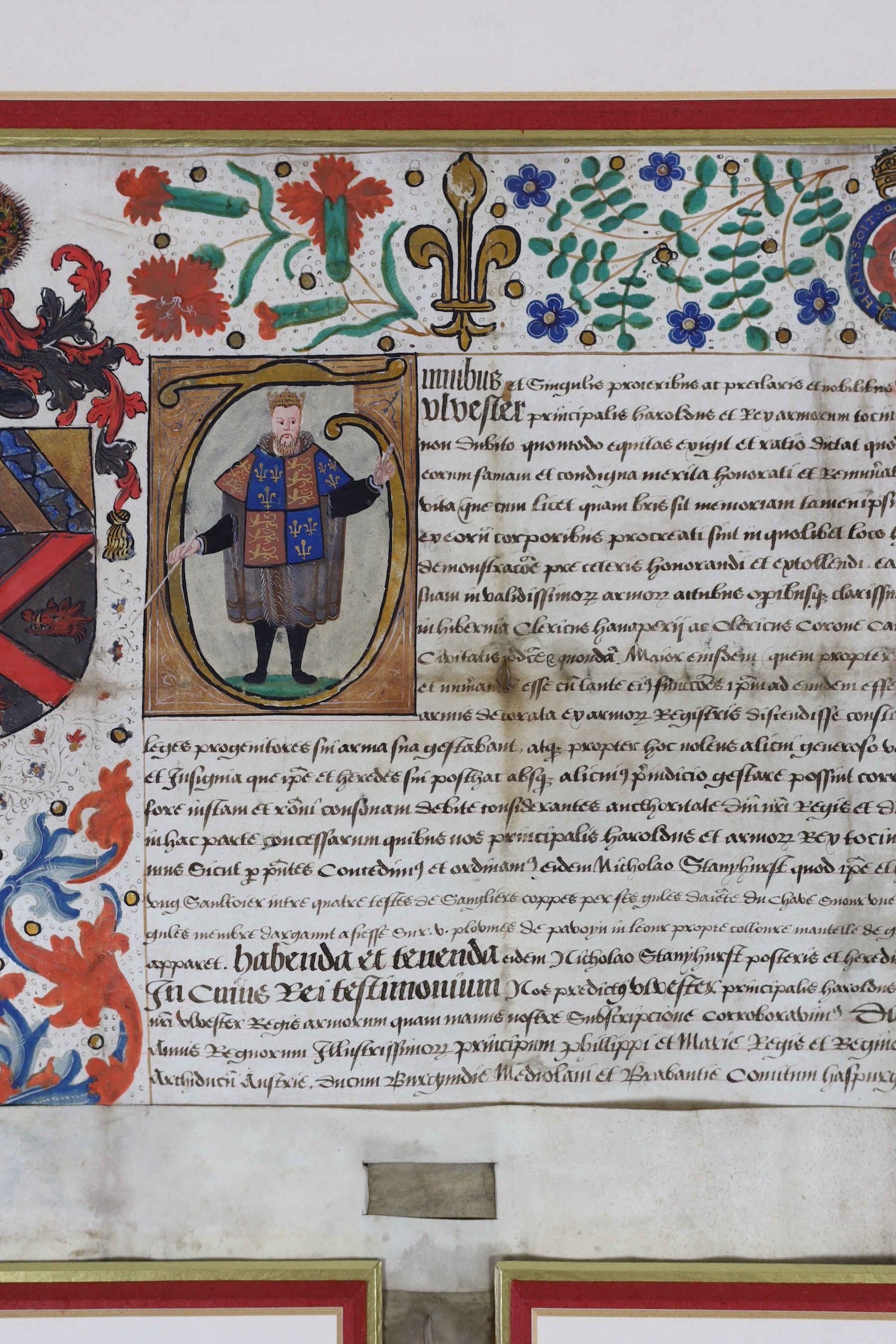 A Grant of Arms to Nicholas Stanyhurst of Dublin; 1 August 1554 30 x 57cm